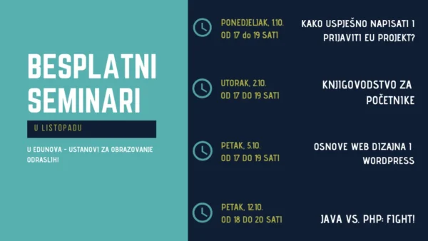 Naslovna fotografija uz članak: Besplatni seminari u listopadu!